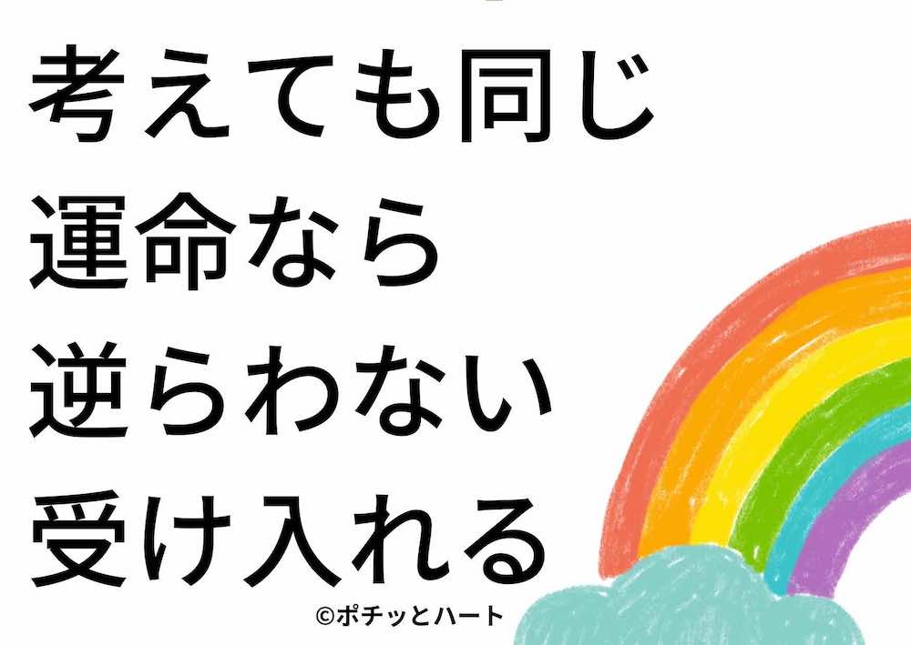 考えても同じ運命なら逆らわない。受け入れる